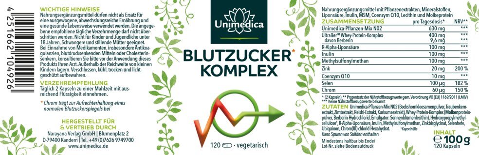 2er-Sparset: Blutzucker Komplex - 2 x 120 Kapseln - von Unimedica