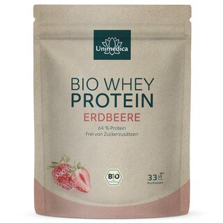 Bio Whey Protein - Erdbeere - 64 % Protein - 1 kg - von Unimedica/