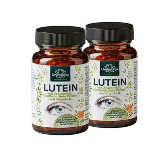 2er-Sparset: Lutein - mit Zeaxanthin + Vitamin B2 + Beta Carotin + Vitamin A - 2 x 90 Kapseln - von Unimedica