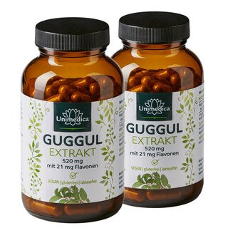 2er Sparset: Guggul Extrakt - 520 mg pro Tagesdosis (1 Kapsel) - 2 x 120 Kapseln - von Unimedica/