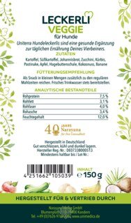 2er-Sparset: Leckerli Veggie für Hunde - natürliche Hundesnacks mit 100 % Obst und Gemüse - 2 x 150 g - Ergänzungsfuttermittel - von Uniterra