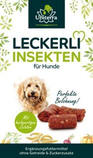 Lot: Friandise insectes pour chiens - collations naturelles pour chiens avec des protéines de haute qualité  complément alimentaire - 2 x 150 g - par Uniterra