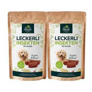 Set: Insect Treats for Dogs  natural dog snacks with high-quality protein  supplementary animal food  2 x 150 g  by Uniterra/