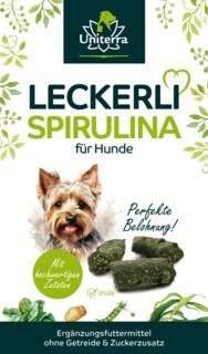 2er-Sparset: Leckerli Spirulina für Hunde - natürliche Hundesnacks mit Algen und Gemüse - Ergänzungsfuttermittel - 2 x 150 g - von Uniterra