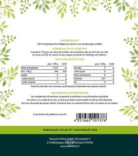 Lot: Collagène pur  protéine de collagène  issu d'un pâturage et d'un fourrage à base d'herbe certifiés LIAF - 2 x 450 g de poudre - par Unimedica