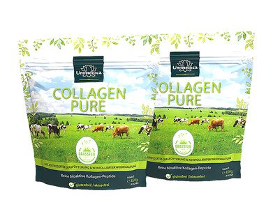 Set: Collagen Pure  Collagen Protein - from LIAF-certified pasture and grass feeding - 2 x 450 g powder - from Unimedica/