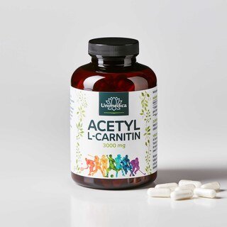 2er-Sparset: Acetyl L-Carnitin - 3000 mg pro Tagesdosis (6 Kapseln) - 2 x 250 Kapseln - von Unimedica