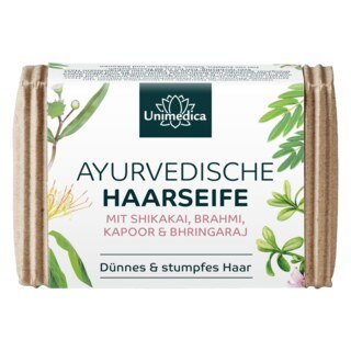 Ayurvedische Haarseife - mit 4 traditionelle Ayurveda-Heilpflanzen - für dünnes & stumpfes Haar - 100 g - von Unimedica/ Ayurvedische Haarseife - mit 4 traditionelle Ayurveda-Heilpflanzen - für dünnes & stumpfes Haar - 100 g - von Unimedica/
