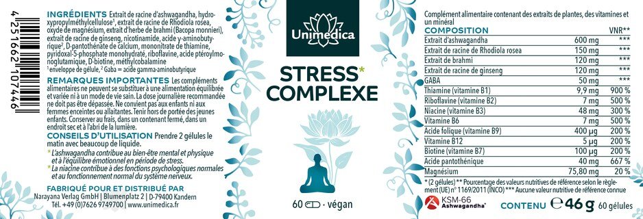 Lot de 2: Complexe anti-stress* - 2 x 60 gélules - de Unimedica