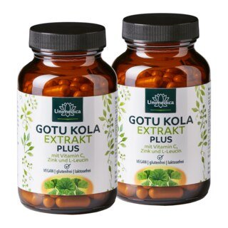 Lot de 2: Extrait de gotu kola 6:1 Plus  avec de la vitamine C, du zinc et de la L-leucine - 2 x 120 gélules - par Unimedica/