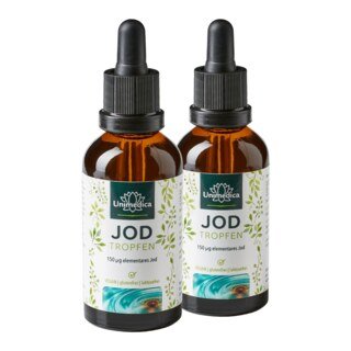 2er-Sparset: Jod Tropfen - 150 µg pro Tagesdosis - hochdosiert - vegan - 2 x 50 ml -  von Unimedica - Mindesthaltbarkeitsdatum: 13.05.2025/