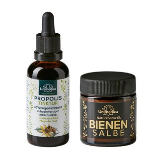 Sparset: Propolis 40 % Tinktur - 50 ml & Bienensalbe - mit Bienenwachs und Propolis - 30 ml - von Unimedica/