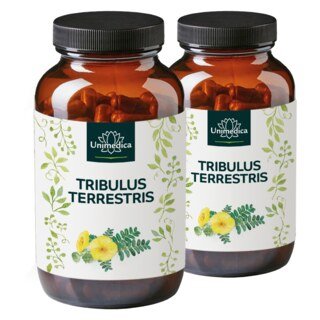 Lot de 2: Tribule terrestre - dont 90 % de saponines - 750 mg d'extrait de tribule terrestre par dose journalière (1 gélule) - 2 x 180 gélules - par Unimedica/