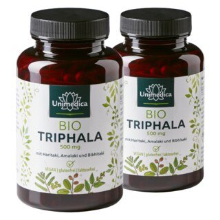 2er-Sparset: Bio Triphala - 500 mg pro Tagesdosis (1 Kapsel) - 2 x 180 Kapseln - von Unimedica/