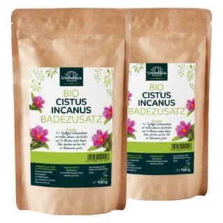 2er-Sparset: Bio Cistus incanus Badezusatz - 2 x 100 g - von Unimedica - Mindesthaltbarkeitsdatum: 16.06.2025/