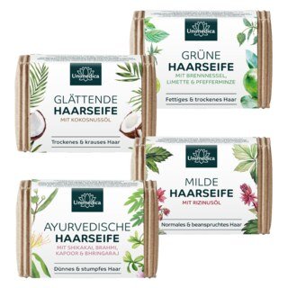 4er-Sparset: Haarseifen - ayurvedisch, mild, glättend, grün - 4 x 100 g - von Unimedica/