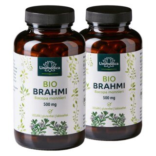 2er-Sparset: Bio Brahmi - 1.000 mg pro Tagesdosis (2 Kapseln) - 2 x 150 Kapseln - von Unimedica/