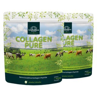 2er-Sparset: Collagen Pure - Kollagenprotein - aus LIAF zertifizierter Weidehaltung und Grasfütterung - 10 g pro Tagesdosis - 2 x 450 g Pulver - von Unimedica/