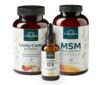 : MSM 800 mg - 365 gélules, extrait de Camu Camu 500 mg - dosage élevé - 120 gélules et vitamine D3 en gouttes - 50 ml par kit - par Unimedica